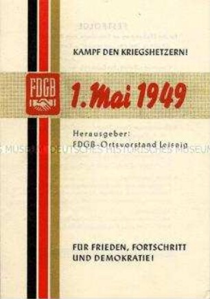 Programm zu den Veranstaltungen am 1. Mai 1949 in Leisnig