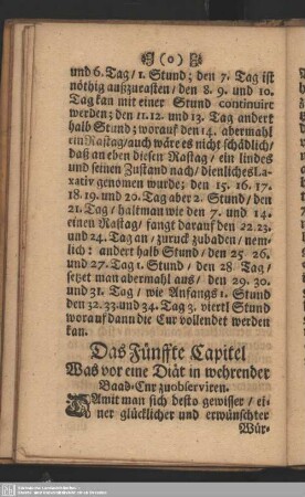 Das Fünffte Capitel Was vor eine Diät in wehrender Baad-Cur zuobserviren