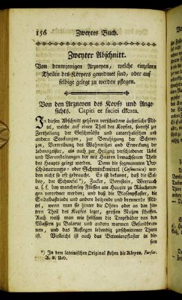 Zweyter Abschnitt. Von denenjenigen Arzneyen, welche einzelnen Theilen des Körper gewidmet sind, oder auf selbige gelegt zu werden pflegen