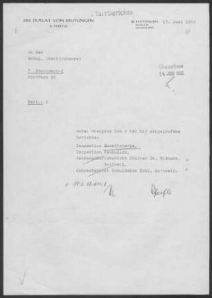 Enzklösterle: Inspektionsbericht 1961/62