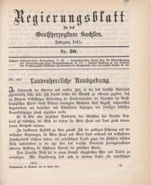 Nr. 100: Landesherrliche Kundgebung