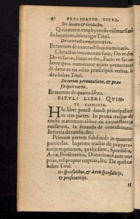 Tituli Libri Quinti Codicis.