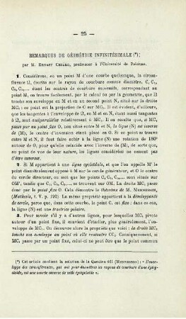 REMARQUES DE GÉOMÉTRIE INFINITÉSIMALE.