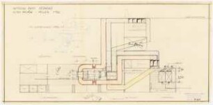 New Central National Bank of Iraq, Bagdad: Klimaanlage, Grundriss Keller 1:100, perspektivische Ansicht