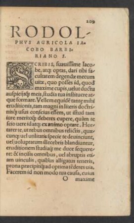 Rodolphus Agricola Iacobo Barbiriano S.