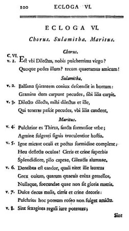 Ecloga VI. Chorus. Sulamitha. Maritus.