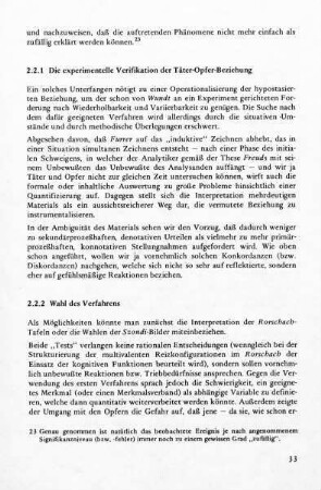 2.2.1 Die experimentelle Verifikation der Täter-Opfer-Beziehung