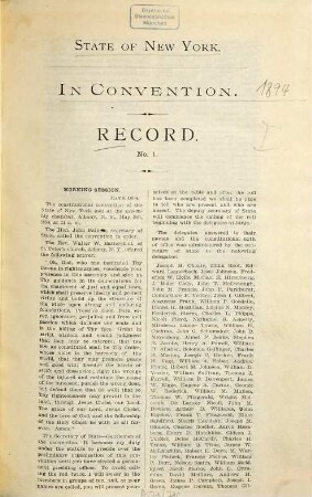 Record : State of New York. In Convention. [Kopft.] [Rückent.:] State of New York in Convention 1894. 1