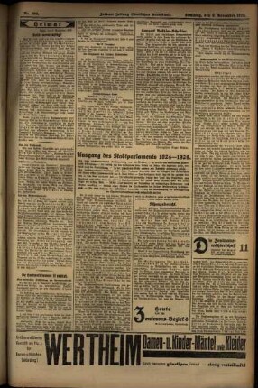 Zweite Ausgabe vom Samstag, den 09. November 1929.
