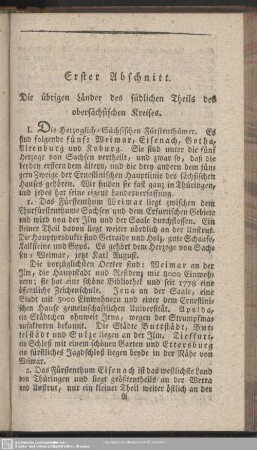 Erster Abschnitt. Die übrigen Länder des südlichen Theils des obersächsischen Kreises