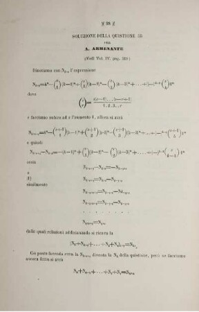 Soluzione della quistione 55 (Vedi Vol. IV. pag. 319).