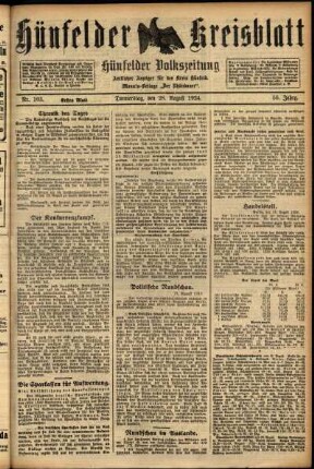 Erste Ausgabe vom Donnerstag, den 28. August 1924.