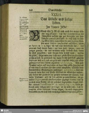 XXXII. Das löbliche und seelige Leben