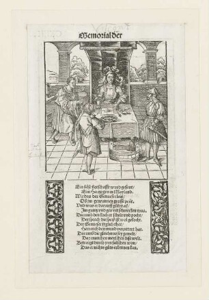 Herzog von Mailand erhält die Nachricht eines Sieges der Genueser, aus: Marcus Tullius Cicero und Johann von Schwarzenberg, Der Teutsch Cicero, Augsburg 1534, S. CXIIII verso