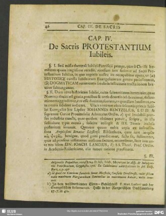 Cap. IV. De Sacris Protestantium Iubileis