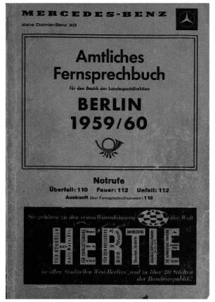 1959/1960: Amtliches Fernsprechbuch für den Bezirk der Landespostdirektion Berlin