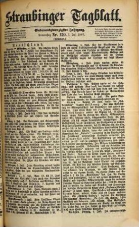 Straubinger Tagblatt : Straubinger Zeitung ; Straubinger Anzeiger ; gegründet 1860, 27. 1887, 2