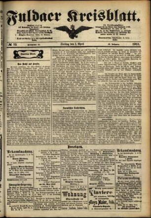 Zweite Ausgabe vom Freitag, den 01. April 1910.