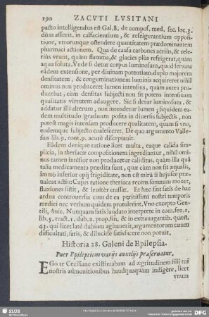 Historia 28. Galeni de Epilepsia. Puer Epilepticus variis auxiliis praeseruatur