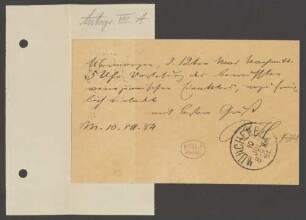 Paul Heyse (1830-1914) Archiv: Karte von Paul Heyse an Hermann Lingg - BSB Heyse-Archiv I.33. Lingg, Hermann