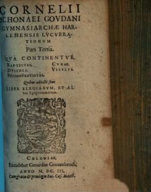 Terentivs Christianvs, Sev Comoediae Sacrae Sex, 3
