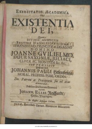 Exercitatio Academica De Existentia Dei