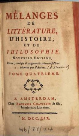 Mélanges De Littérature, D'Histoire Et De Philosophie, 4