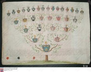 Ahnenprobe des Friedrich Wilhelm v. Wurmb. - ausgefertigt 1732 August 25, Pergament