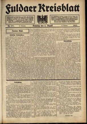 Zweite Ausgabe vom Samstag, den 02. August 1913.