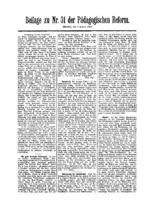 [Mitteilungen] : (Fortsetzungen aus dem Hauptblatt) ; Beilage zu Nr. 31 der Pädagogischen Reform