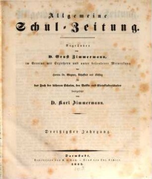 Allgemeine Schulzeitung. 30, 30. 1853
