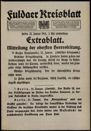 Ausgabe vom Sonntag, den 31. Januar 1915.
