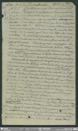 Eigenh. Briefkonzept von August Wilhelm von Schlegel an James Mackintosh, Bonn, 18.10.1829