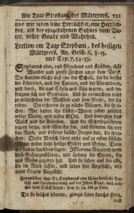 Lection am Tage Stephani, des heiligen Märtyrers