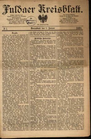 Erste Ausgabe vom Samstag, den 01. Januar 1898.