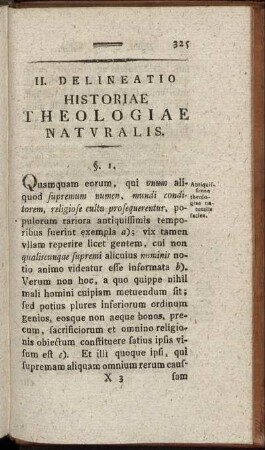 II. Delineatio Historiae Theologiae Naturalis.
