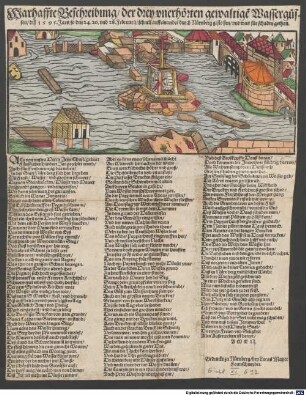 Warhaffte Beschreibung der drey vnerhörten gewaltige Wassergüssen diß 1595. Jars, so den 24. 26. vnd 28. Februarii, schnell auffeinander durch Nürnberg geflossen vnd was schaden gethan