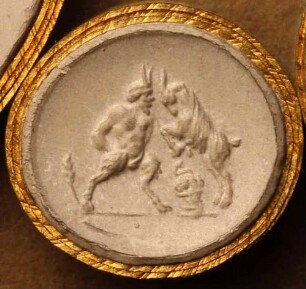 Ein Satyr kämpft mit einem Ziegenbock (Daktyliothek, Das Alterthum nach Lippert und Visconti)