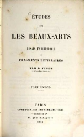 Études sur les beaux-arts : essais d'archéologie et fragments litteraires. 2