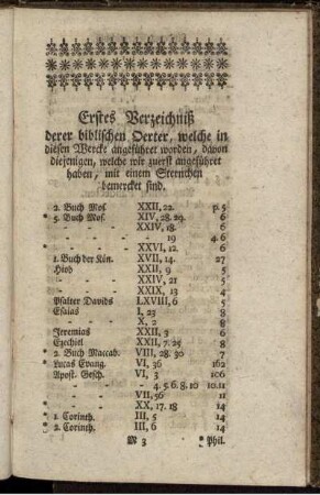 Erstes Verzeichniß derer biblischen Oerter, welche in diesen Wercke angeführet worden, [...]