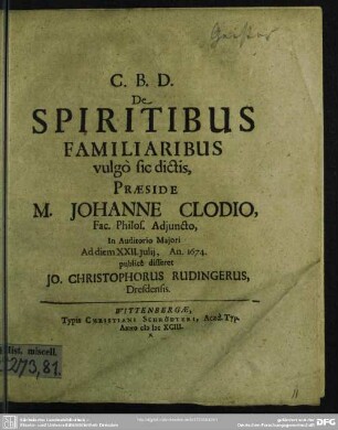De spiritibus familiaribus