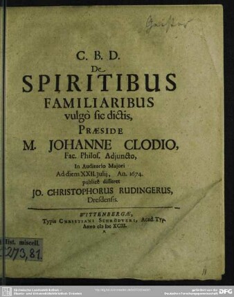 De spiritibus familiaribus