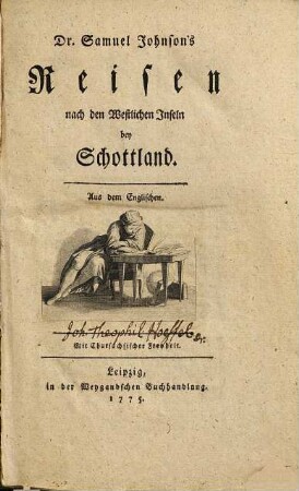 Samuel Johnson's Reisen nach den westlichen Inseln bey Schottland : aus dem Englischen