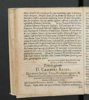 Privilegium D. Casimiri Regis, Quo omnia Iura per Terras Prussiae abrogantur, & Unum Ius Culmense in omnium reliquorum locum sufficitur ...