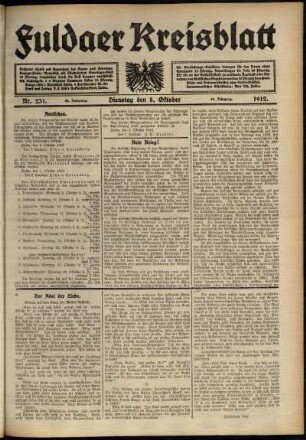 Ausgabe vom Dienstag, den 08. Oktober 1912.