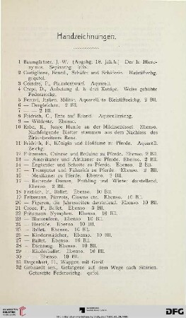 Handzeichnungen (Nr. 1-258)