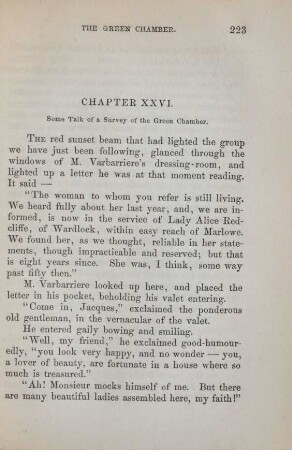 Chapter XXVI. Some talk of a survey of the green chamber