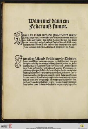 Wann mer dann ein Feůer ausz kumpt