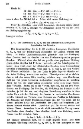 § 31. Die Coordinaten u1, u2, u3 und die Plücker'schen homogenen Coordinaten.