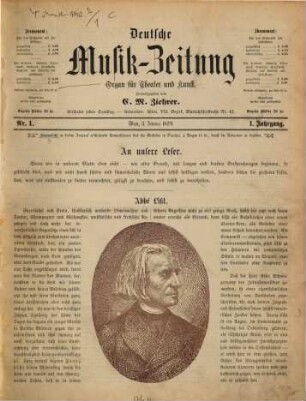 Deutsche Musik-Zeitung : Organ für Theater u. Kunst. 1. 1874